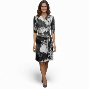 KOMOROV Wrap Dress - monochromatic graphic - womens medium
